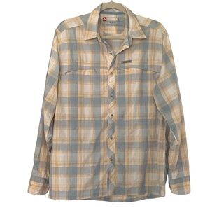 Simms Men's Medium Plais Casual Button Down Shirt Fishing Outdoors Camping